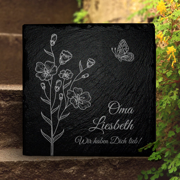 Laden Sie das Bild in den Galerie-Viewer, Gedenk- & Trauerstein aus Schiefer für Familiengrab | MEMORIAM.