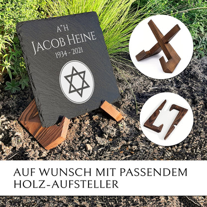 Grab- & Gedenkstein Davidstern 30x30 cm inkl. Beschriftung von MEMORIAM.
