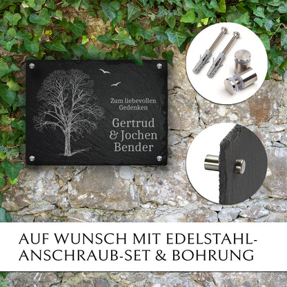 Doppelgrabstein “Baum“ fuer Familiengrab in 20x30 cm | Memoriam