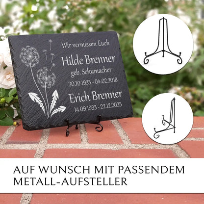 Familiengrab Grabplatte Pusteblume in 20x30 cm von MEMORIAM Gedenktafeln.