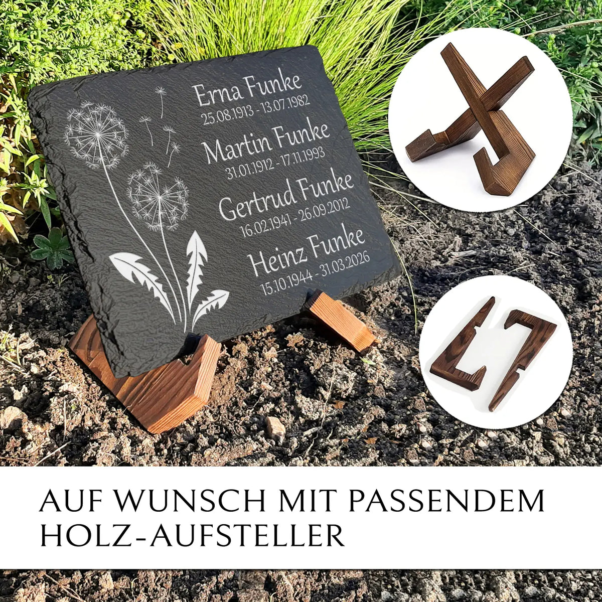Familiengrab Grabplatte Pusteblume in 30x40 cm von MEMORIAM Gedenktafeln.