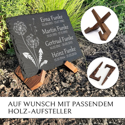 Familiengrab Grabplatte Pusteblume in 30x40 cm von MEMORIAM Gedenktafeln.