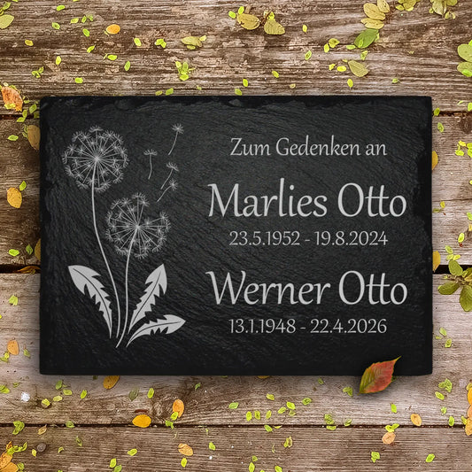 Kleine Familiengrab Grabplatte Pusteblume von MEMORIAM Gedenktafeln.