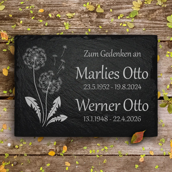  Kleine Familiengrab Grabplatte Pusteblume von MEMORIAM Gedenktafeln.
