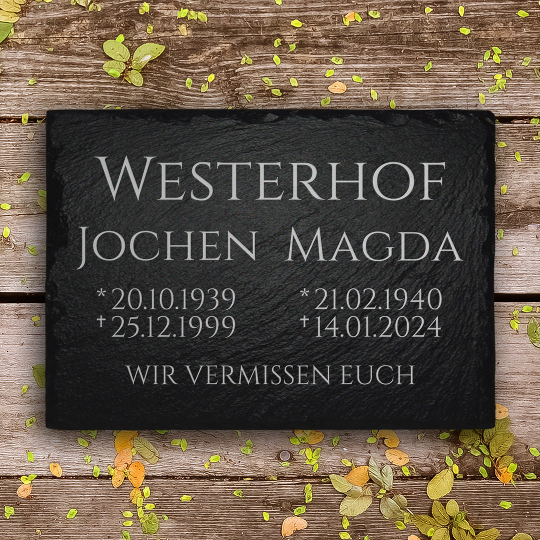 Familiengrabstein Platte 20x30 cm inkl. Inschrift von MEMORIAM.