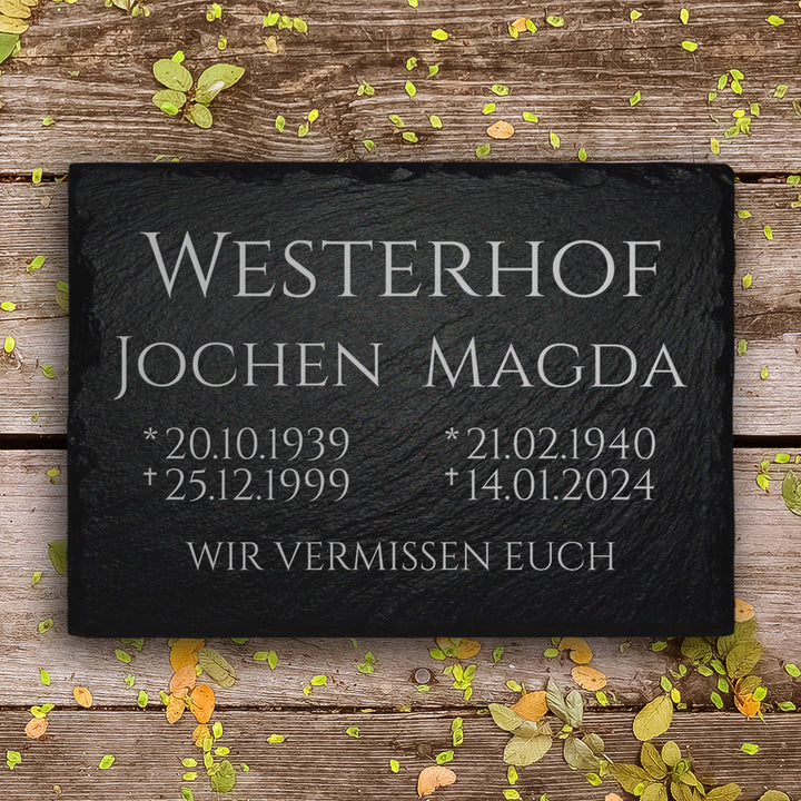 Familiengrabstein Platte 20x30 cm inkl. Inschrift von MEMORIAM.