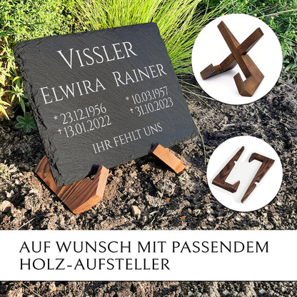 Familiengrab Grabplatte aus Schiefer in 30x40 cm. Inschrift nach Wunsch. Von MEMORIAM Gedenktafeln.
