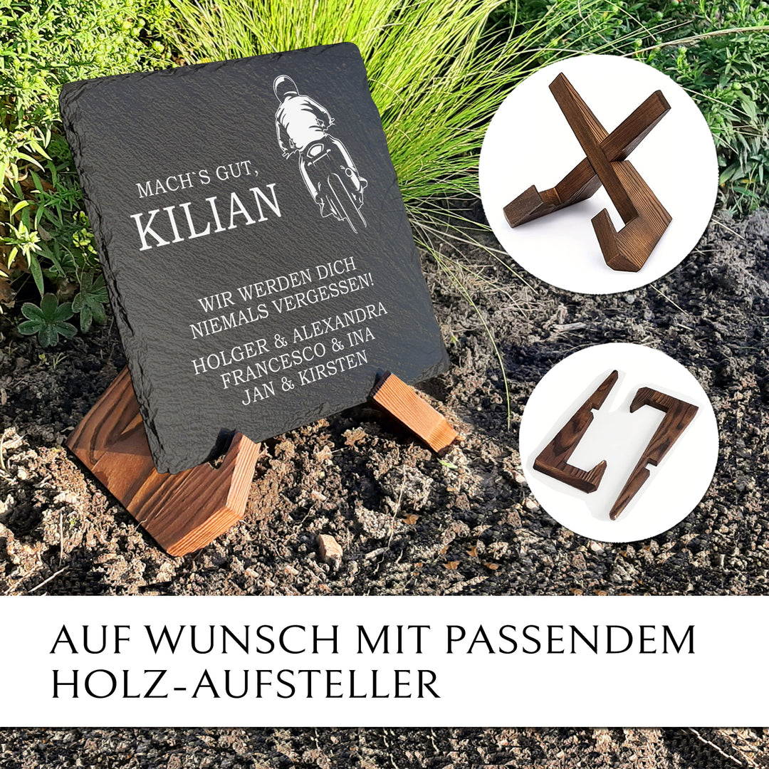 Gedenk- &amp; Trauerstein mit Biker Gravur und Text nach Wunsch | MEMORIAM.