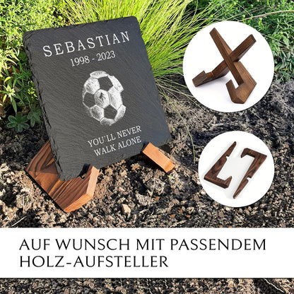 Gedenk- & Trauerstein mit Fussball Gravur und Text nach Wunsch | MEMORIAM.