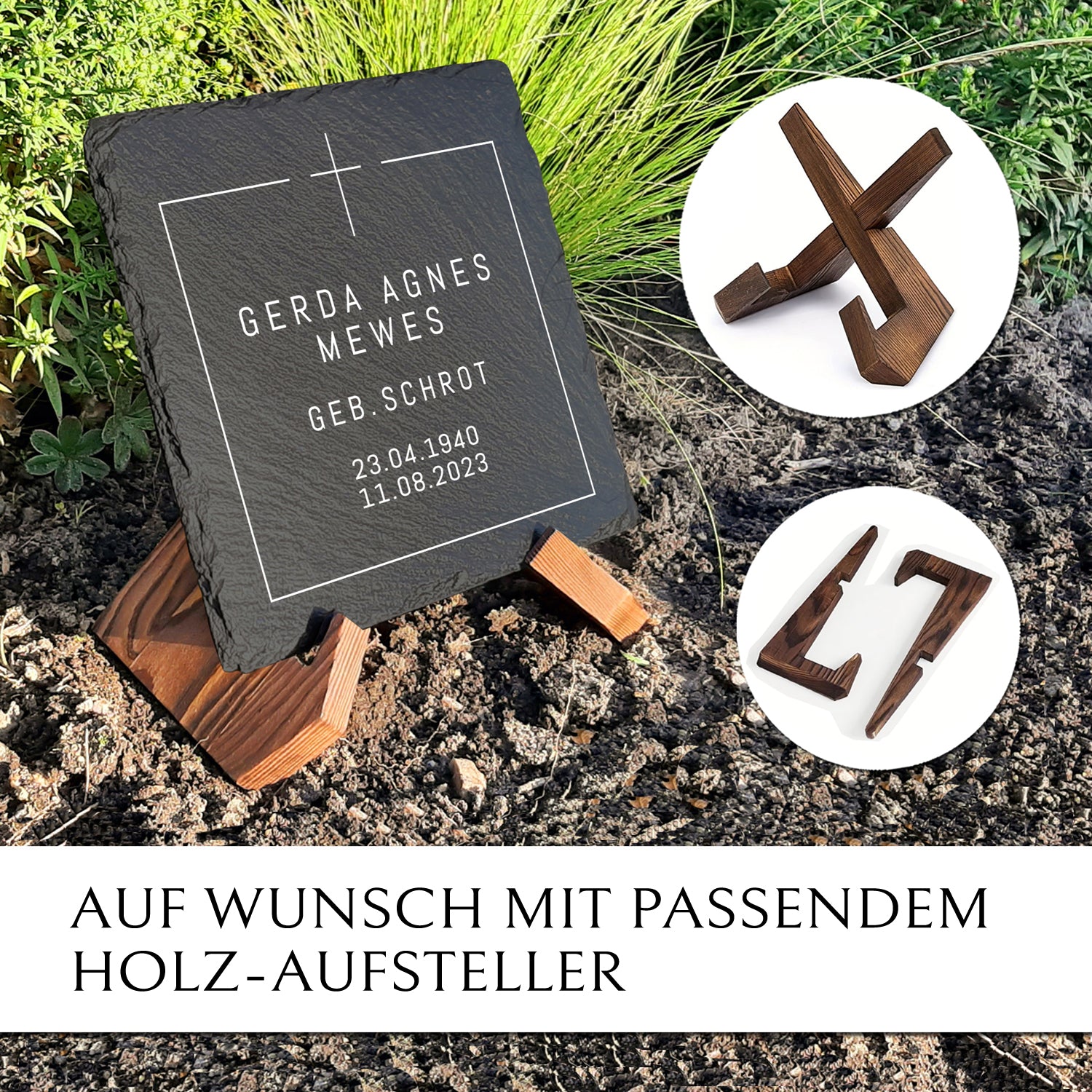 Urnengrabstein aus Schiefer mit Gravur & Inschrift von MEMORIAM.