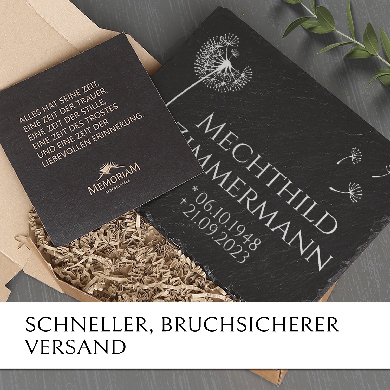 Gedenkstein Pusteblume 20x30 cm mit Gravur online kaufen |MEMORIAM.