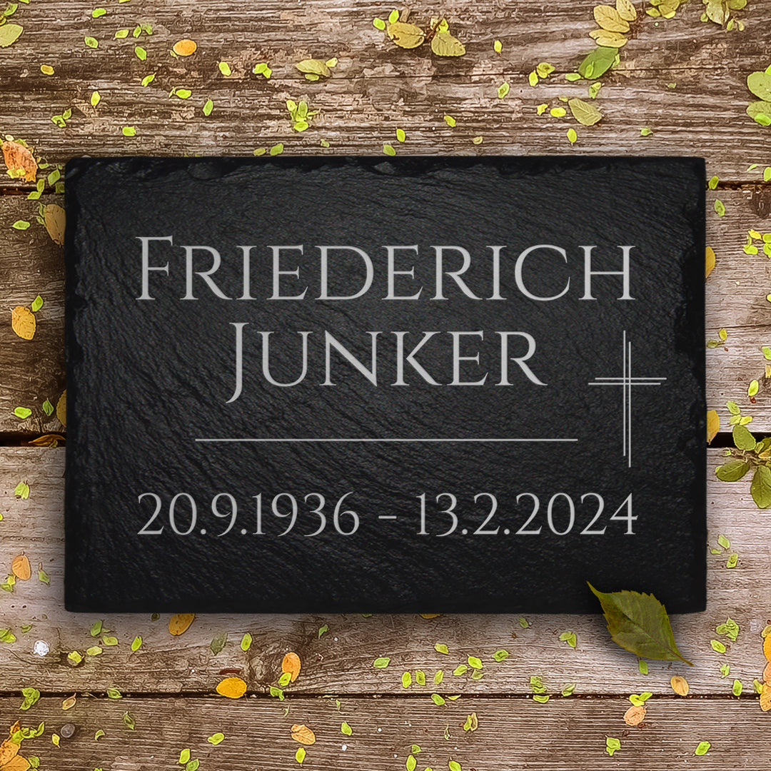 Grab- & Gedenkstein 20x30 cm inkl. Kreuz & Inschrift von MEMORIAM.