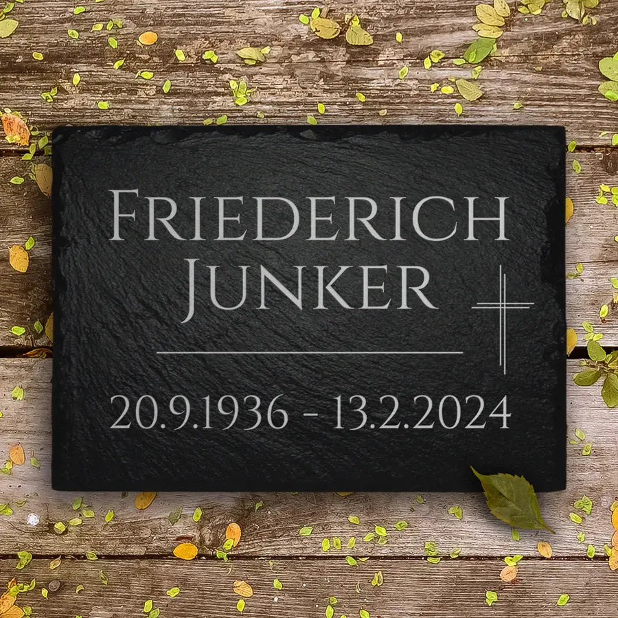 Grab- & Gedenkstein 20x30 cm inkl. Kreuz & Inschrift von MEMORIAM.