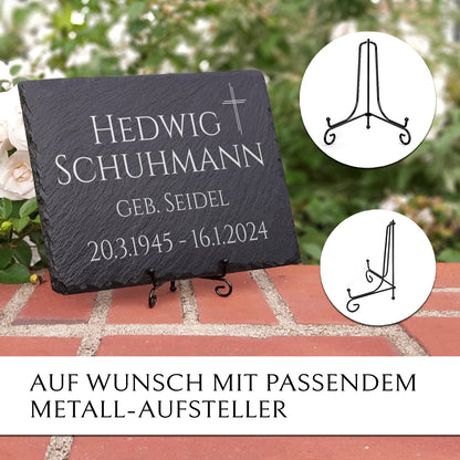 Grab- & Gedenkstein 30x20 cm inkl. Kreuz & Gravur von MEMORIAM.