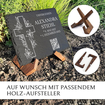 Gedenkstein Tafel inkl. QR Code, Kreuz & Inschrift online bestellen | MEMORIAM Gedenktafeln 
