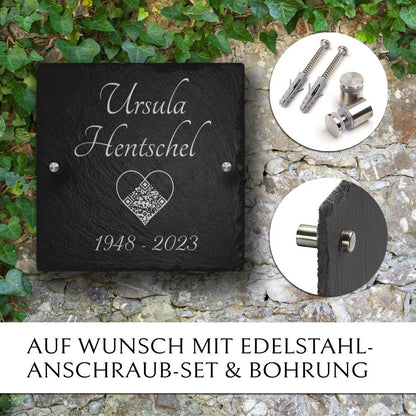 Gedenktafel mit QR-Code Gravur für Erinnerungsseite online kaufen bei MEMORIAM 