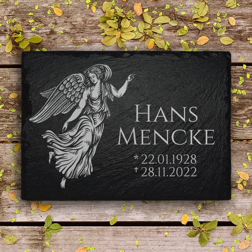 Grab Gedenktafel 20x30 cm mit Engel & Inschrift von MEMORIAM.