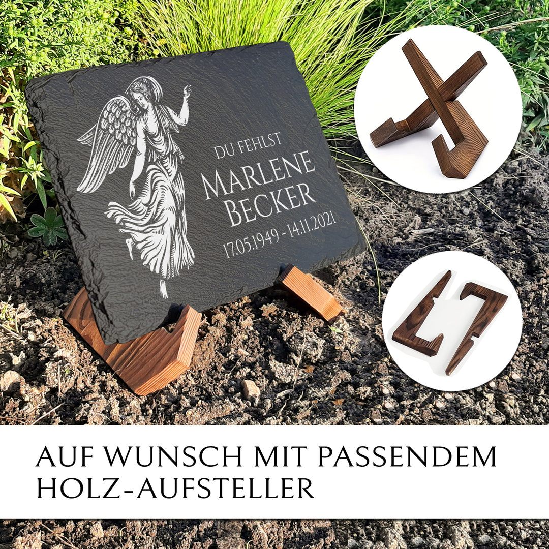 Grab Gedenktafel 30x40 cm mit Engel &amp; Beschriftung von MEMORIAM.