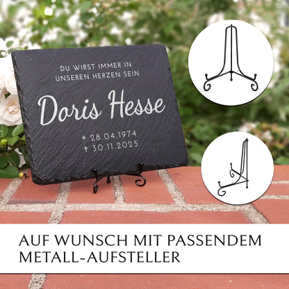 Einzelgrab Grabstein aus Schiefer in 30x20 cm von MEMORIAM Gedenktafeln.
