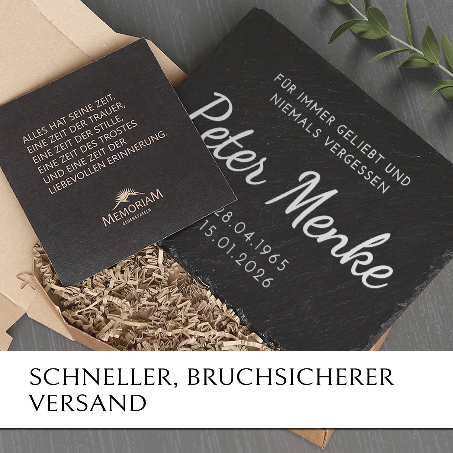 Grabsteinplatte 30x20  oder 40x30 cm für Erd- und Urnengrab günstig online kaufen mit MEMORIAM Gedenktafeln.