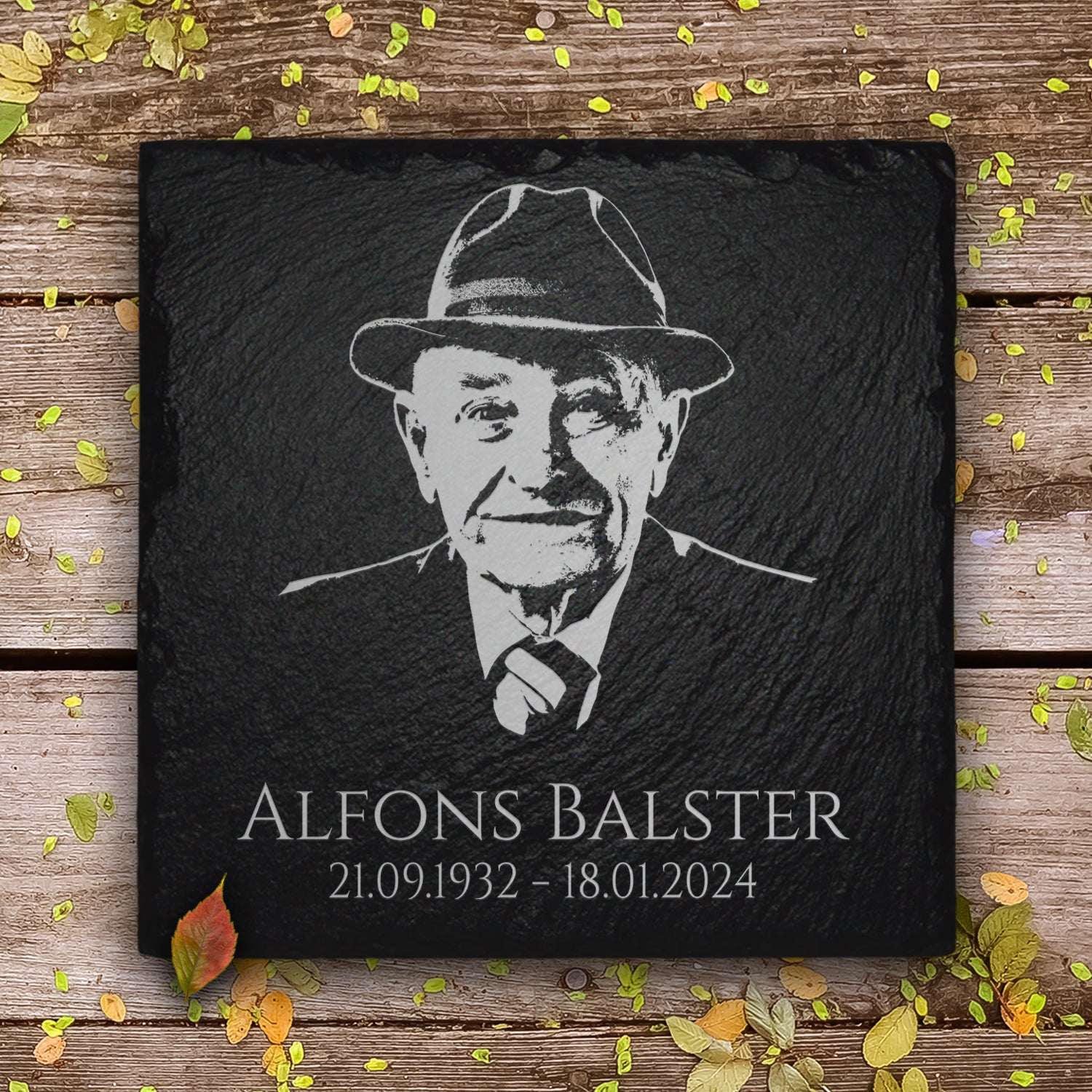 Schiefer Gedenktafel Personalisiert - UV-Druck Für Grab & Gedenken