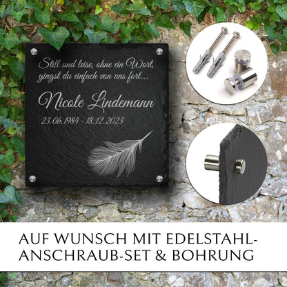 Grab Gedenktafel 30 x 30 für Einzel- oder Familiengrab von MEMORIAM.