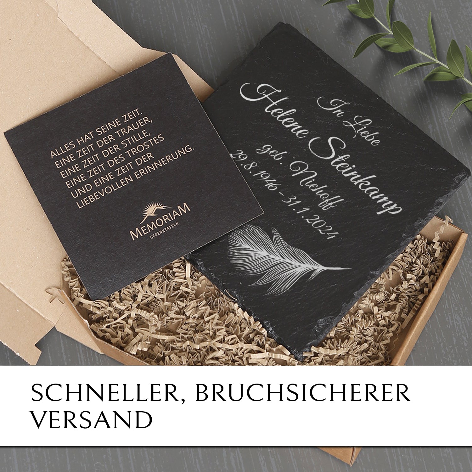 Schiefer Grab Gedenktafel preiswert online kaufen mit MEMORIAM.