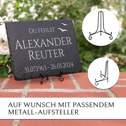 Trauer- & Gedenkstein 30x20 inkl. Flügel & Beschriftung | MEMORIAM.