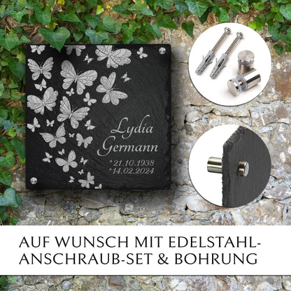 Anschraub-Set  für Grabstein "Schmetterlinge"  | MEMORIAM Gedenktafeln.