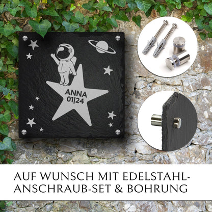 Kleine Grabtafel für Sternenkinder mit Befestigung von MEMORIAM Gedenktafeln.