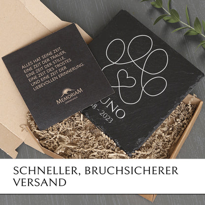 Grabstein aus Schiefer für Hund & Katze günstig online kaufen mit MEMORIAM Gedenktafeln.