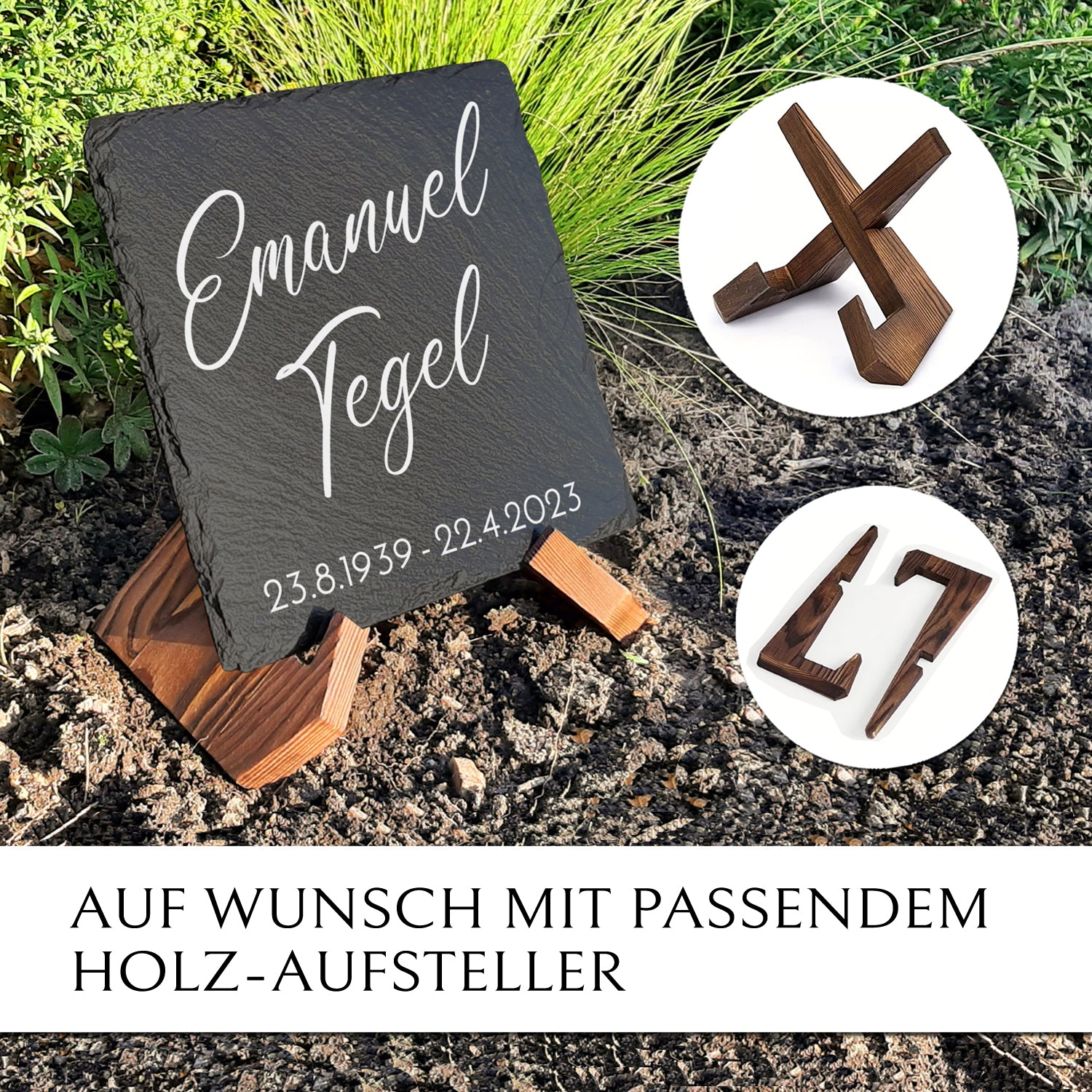 Grabplatte 25x25 - direkt nach Beerdigung platzierbar | MEMORIAM. 