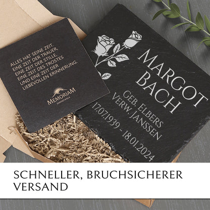 Grabplatte 30x40 cm mit Rose online kaufen bei MEMORIAM.