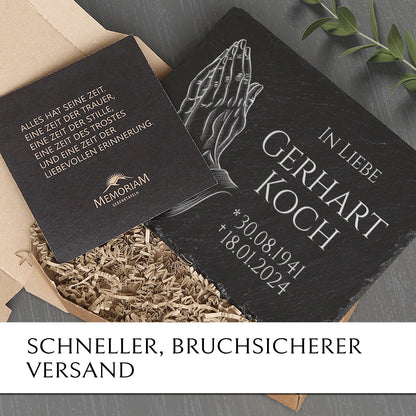 Grabplatte 30x40 cm “Betende Haende“ online kaufen bei MEMORIAM.