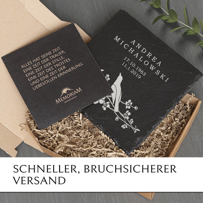 Schiefer Grabplatte “Vogel“ preiswert online kaufen mit MEMORIAM.