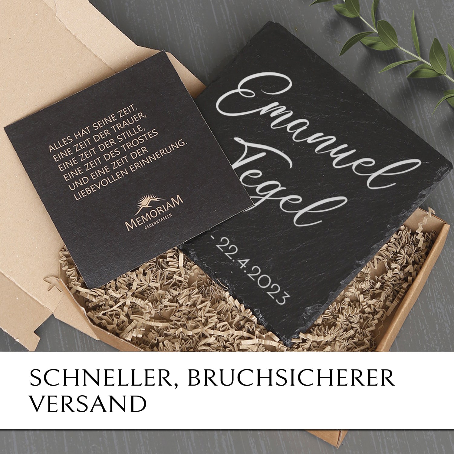 Grabplatte direkt nach Beerdigung online kaufen mit MEMORIAM.