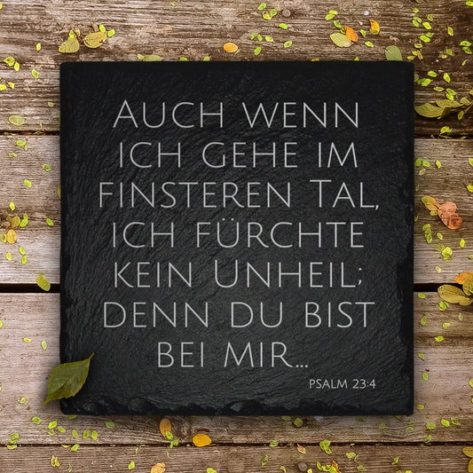 Klassischer Grabschmuck “Psalm 23:4“ aus Schiefer von MEMORIAM. 