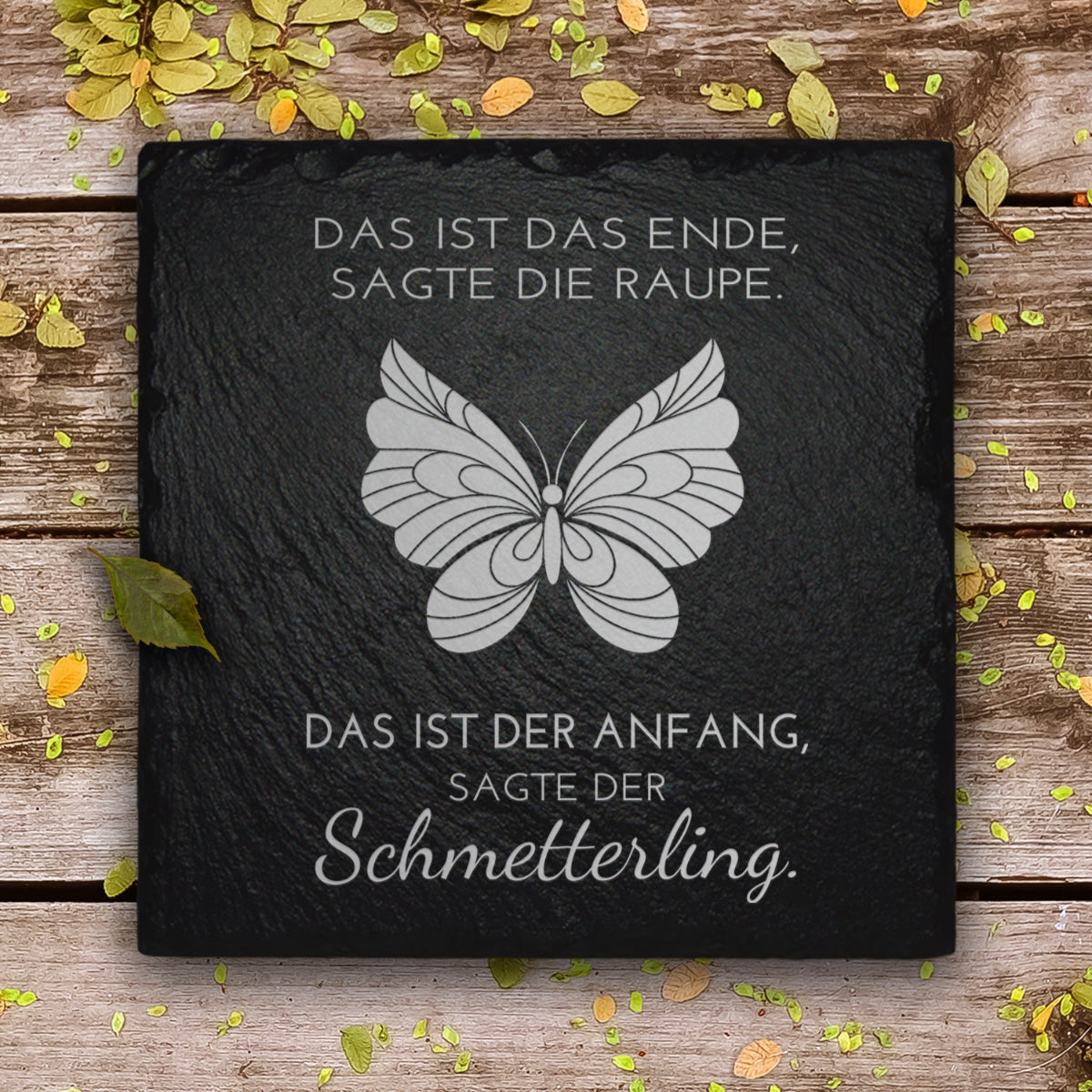 Wetterfeste Grabschmuck-Tafel mit Schmetterling | MEMORIAM Gedenktafeln.