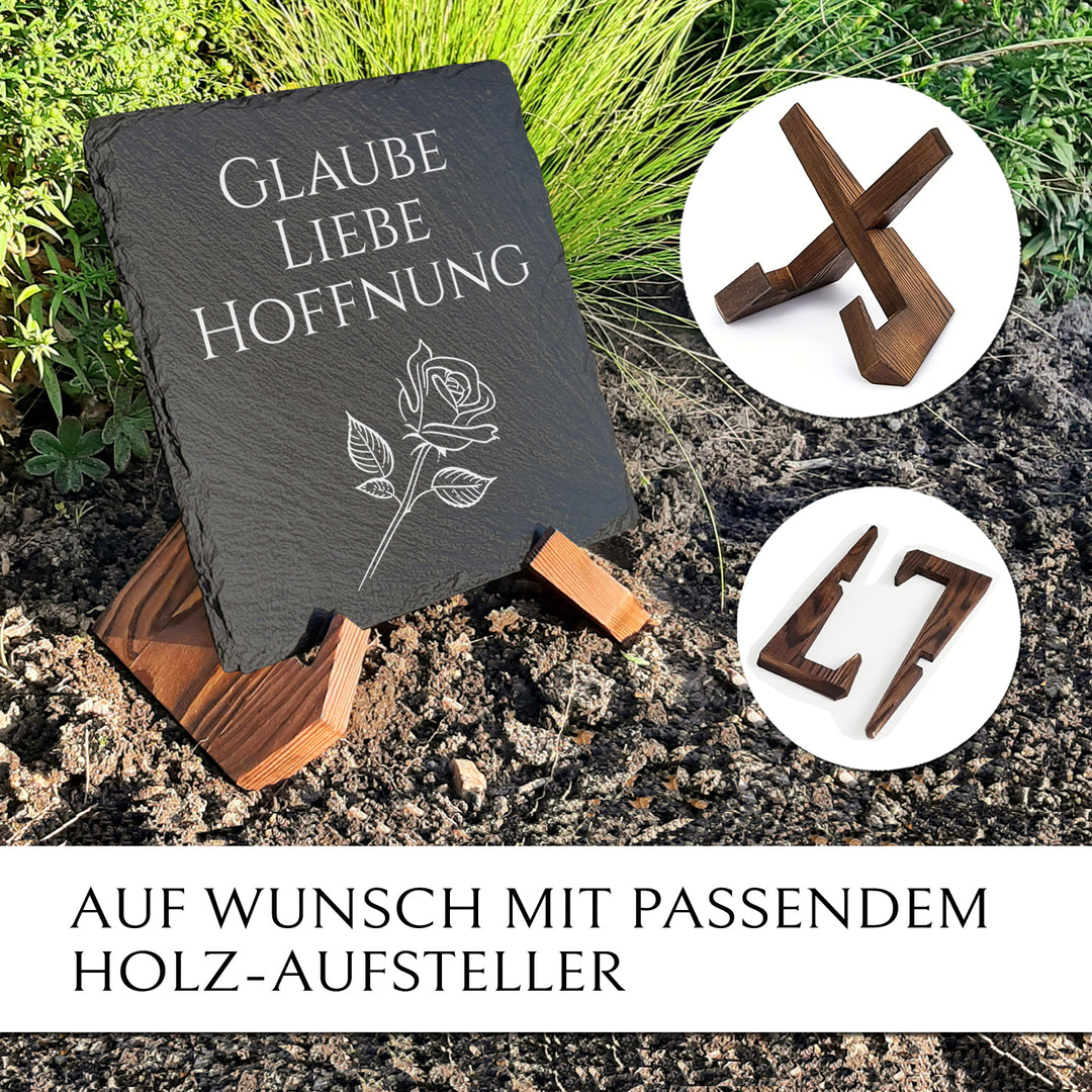 Grabschmuck Schiefertafel “Glaube Liebe Hoffnung“ Tafel von MEMORIAM.