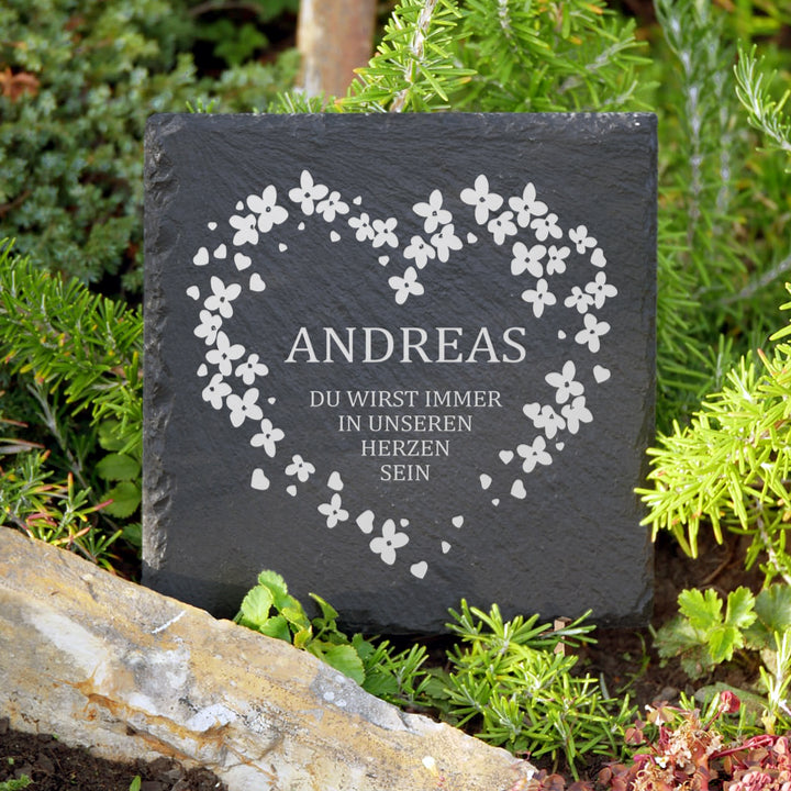 Grabschmuck mit wetterfester Beschriftung für Grab von MEMORIAM.