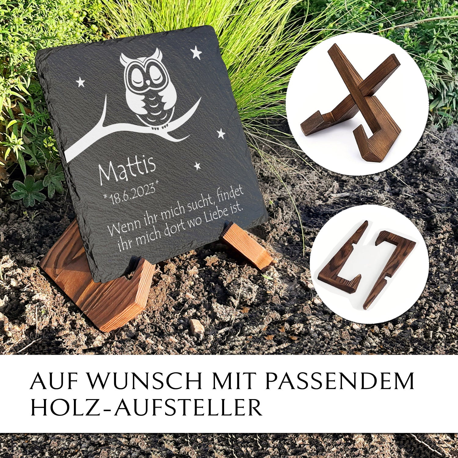 Wetterfeste Grabtafel aus Schiefer für Sternenkinder | MEMORIAM.