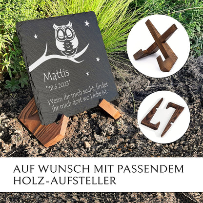 Wetterfeste Grabtafel aus Schiefer für Sternenkinder | MEMORIAM.