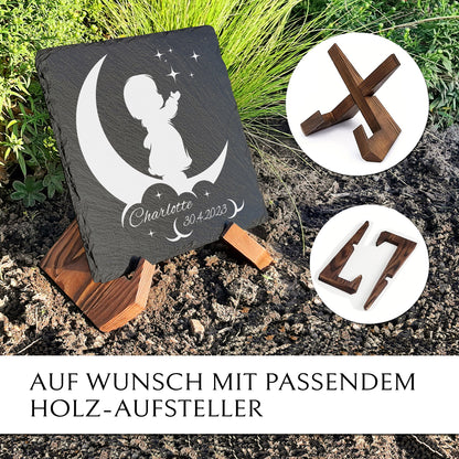 Wetterfester Grabstein aus Schiefer für Sternenkinder | MEMORIAM 