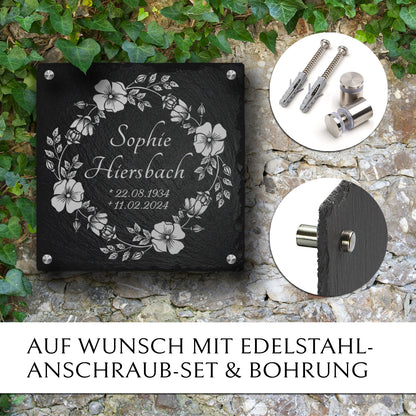 Günstiger Grabstein Platte 30 x 30 für Erd- & Urnengrab von MEMORIAM.