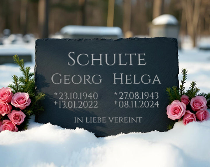 Grabstein, Grabplatte & Gedenktafel aus wetterfestem Schiefer günstig online kaufen bei MEMORIAM.