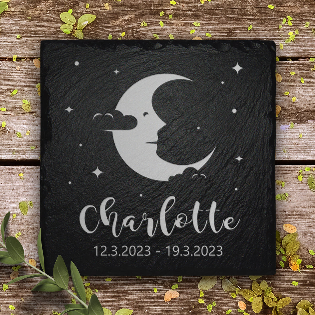 Sternenkind Gedenkstein aus Schiefer inkl. Gravur und Inschrift von MEMORIAM Gedenktafeln.