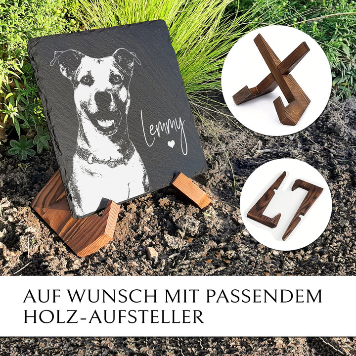 Hund Grabstein mit Foto von MEMORIAM Gedenktafeln.