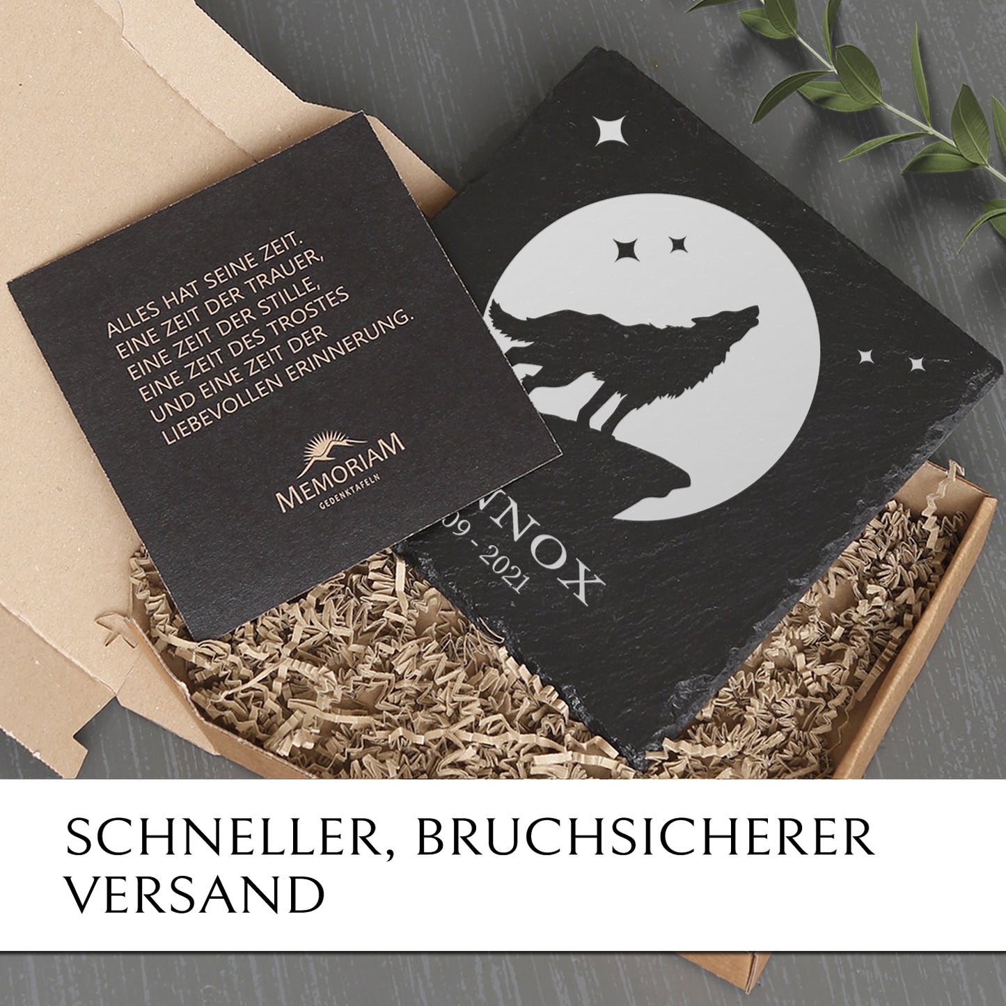 Hunde-Grabstein aus Schiefer online kaufen mit MEMORIAM.