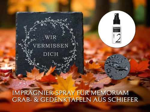 Imprägnierung für Schiefer Grabplatten und Gedenktafel von Memoriam.