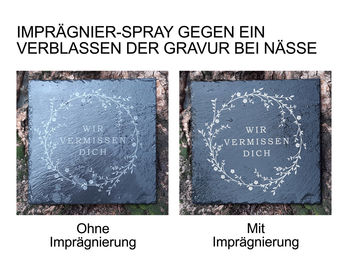 Imprägnierung zum Schutz von Schiefer Grabplatten und Gedenktafel von Memoriam.